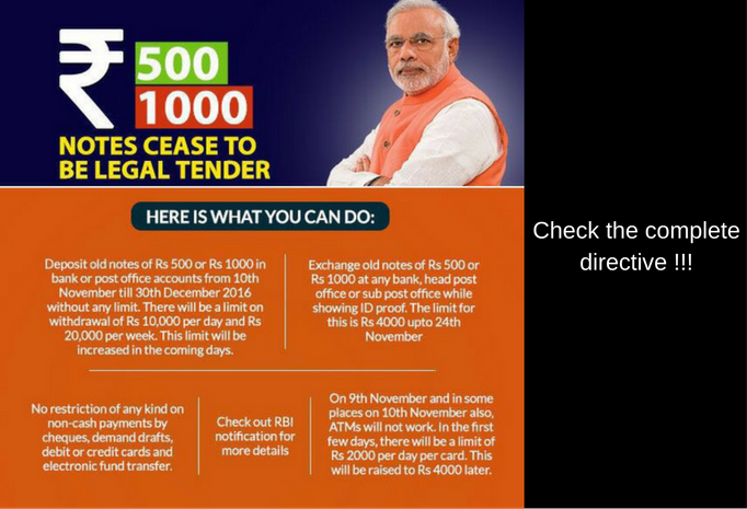 500 – 1000 Rupee notes cease to be legal from midnight!